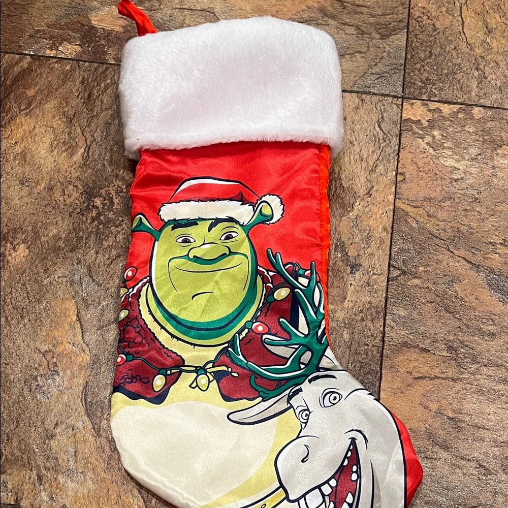 Festive Shrek and Donkey Holiday Stocking - Red and White